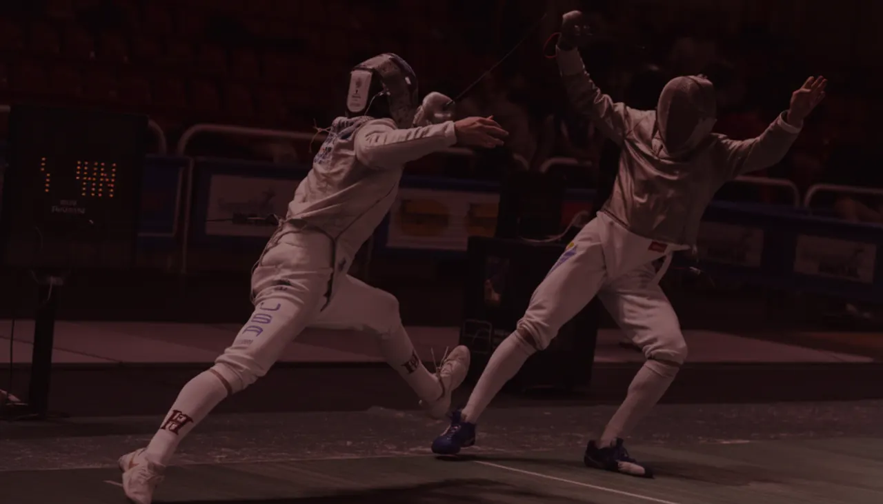 Saber fencers training
